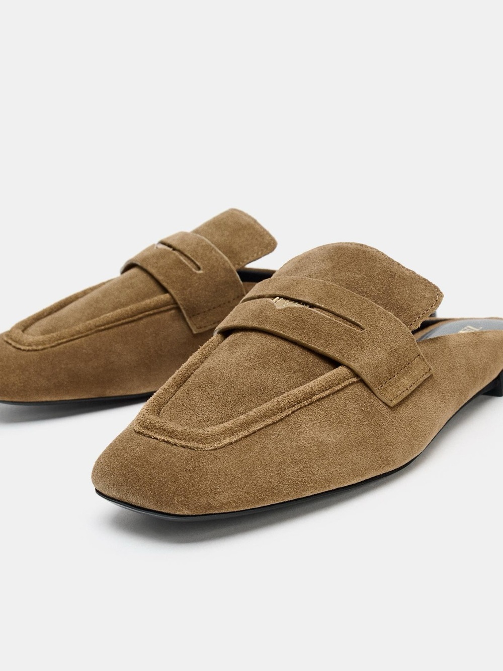 Zara mule leather Suede Loafers NWT